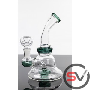 CURVED NECK COLOR WHEEL GLASS WATER PIPE 6inch